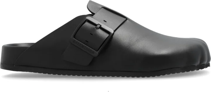 Leather Slides, , - Black