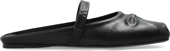 Leather Slides, , - Black
