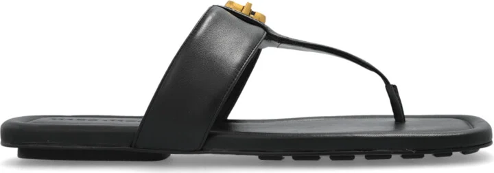 Leather Slides, , - Black