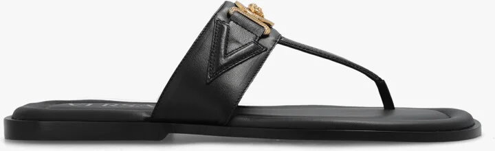 Leather Slides, , - Black