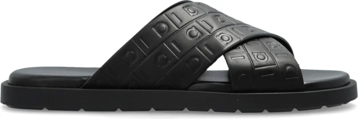 Leather Slides Brise, , - Black