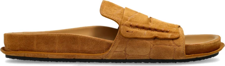 Leather Slides, , - Brown