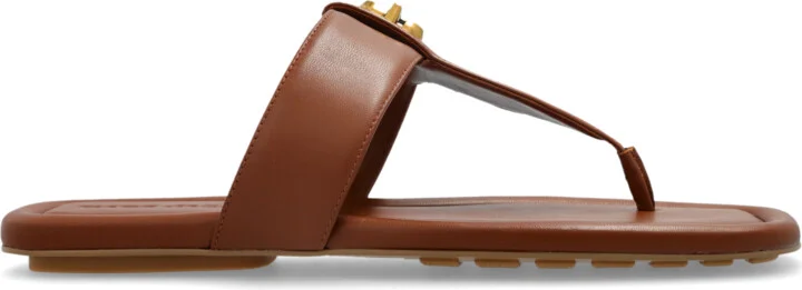 Leather Slides, , - Brown