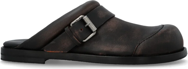 Leather Slides, , - Brown