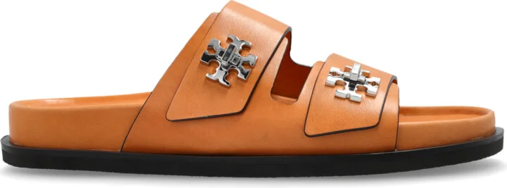 Leather Slides, , - Brown
