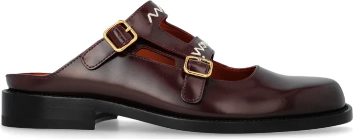 Leather Slides, , - Burgundy