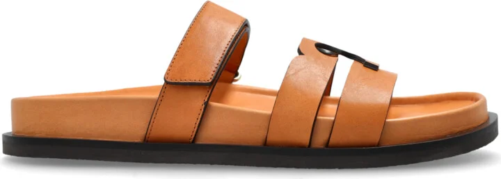 Leather Slides Ines, , - Brown