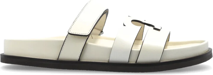 Leather Slides Ines, , - White