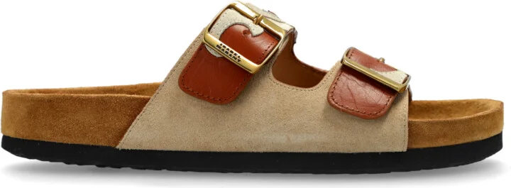 Leather Slides Lelik, , - Beige