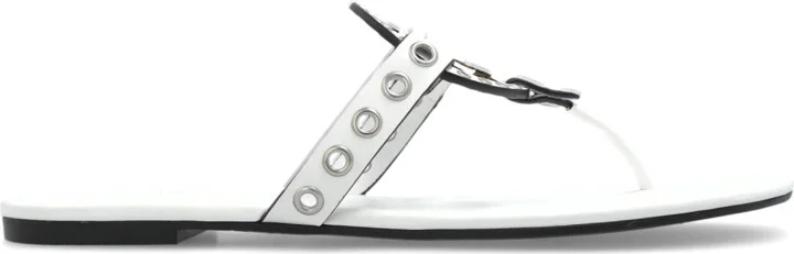 Leather Slides Miller, , - White