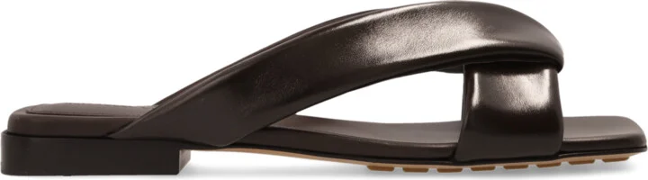 Leather Slides `Riva`, , - Brown
