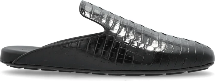 Leather Slides Roma, , - Black