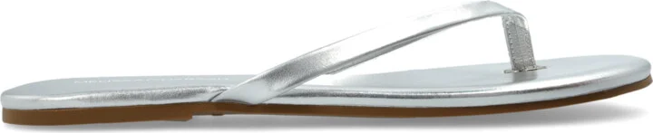 Leather Slides, , - Silver