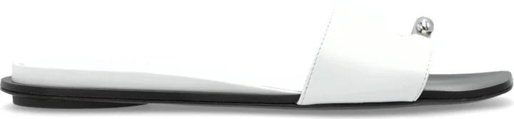 Leather Slides, , - White