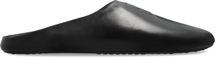 Leather Slides With A 'vintage' Effect, , - Black