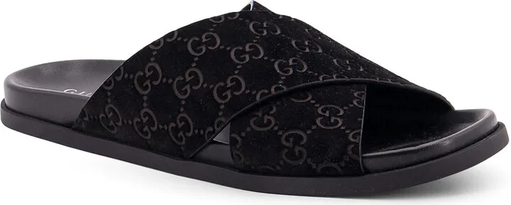 Leather Slides With All-over Gg Motif - Image 2