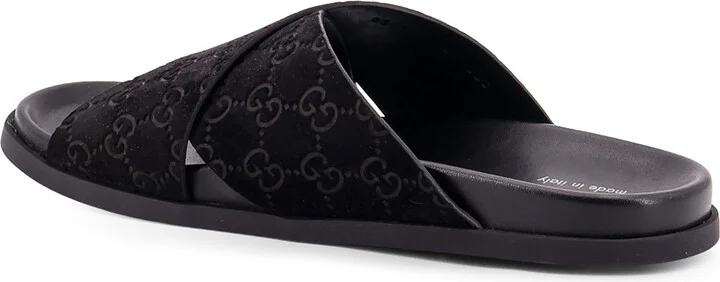 Leather Slides With All-over Gg Motif - Image 3
