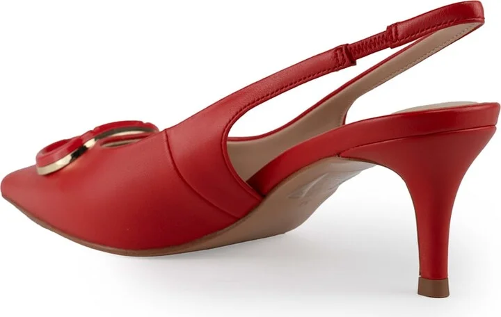 Leather Sling Back Pumps With Oval-t Logo - Image 2