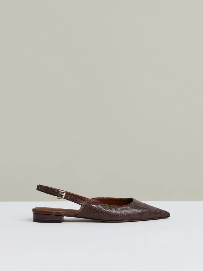 Leather Slingback Ballerina Pumps