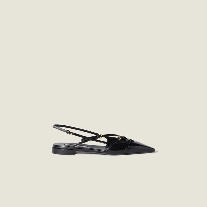 Leather slingback ballerinas with buckles - Image 2