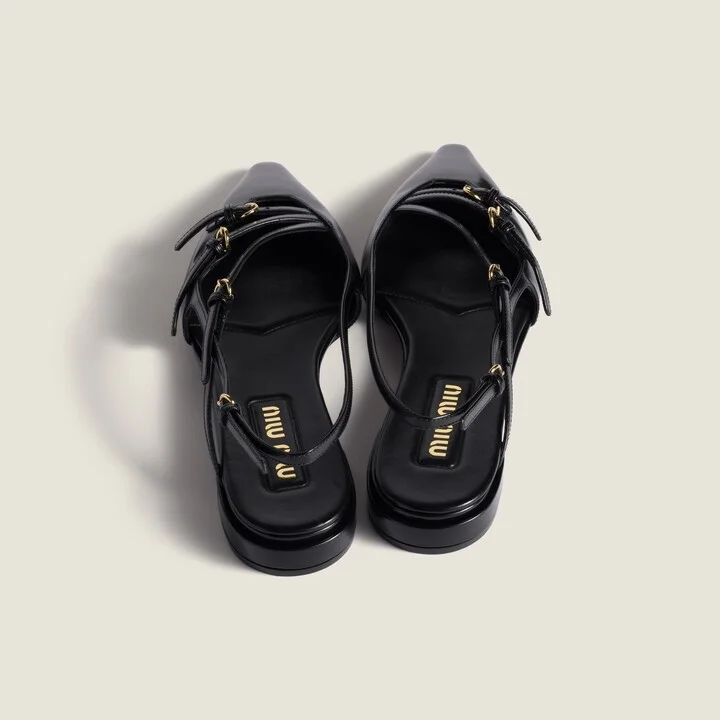 Leather slingback ballerinas with buckles - Image 3