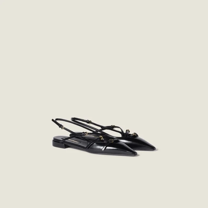 Leather slingback ballerinas with buckles