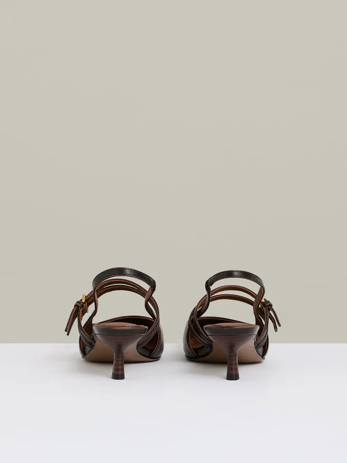 Leather Slingback Buckle Court Shoes - Image 5