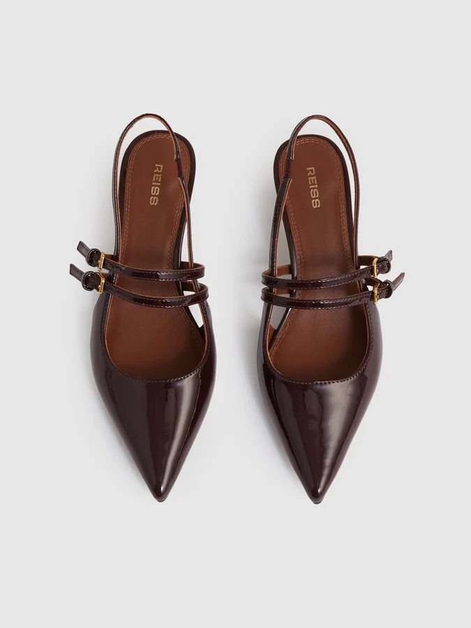 Leather Slingback Buckle Court Shoes - Image 2