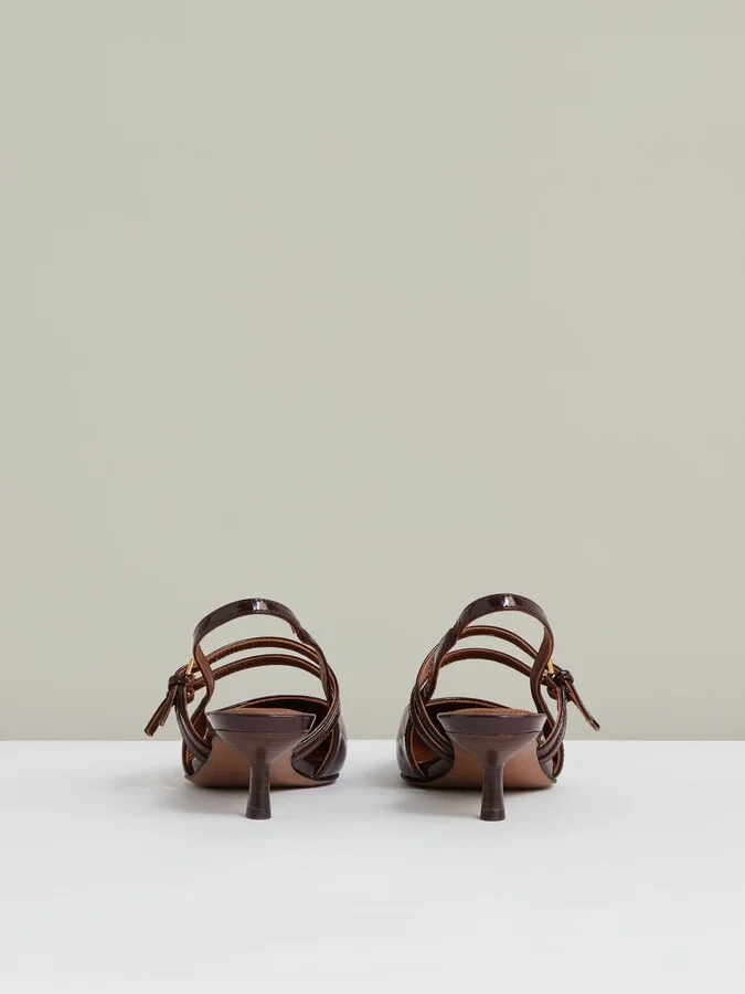 Leather Slingback Buckle Court Shoes - Image 3