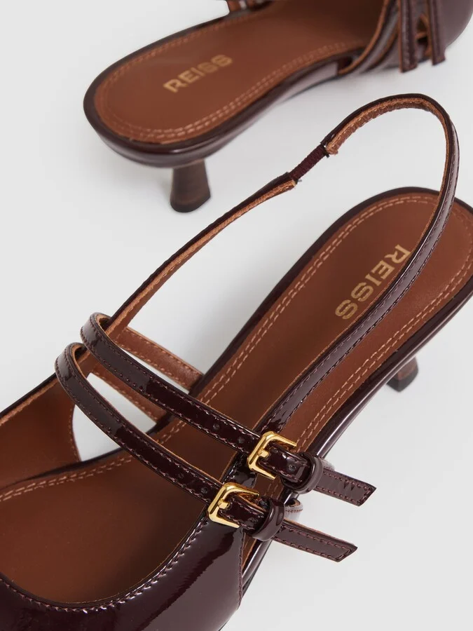 Leather Slingback Buckle Court Shoes - Image 4