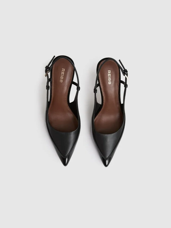 Leather Slingback Court Shoes - Image 3