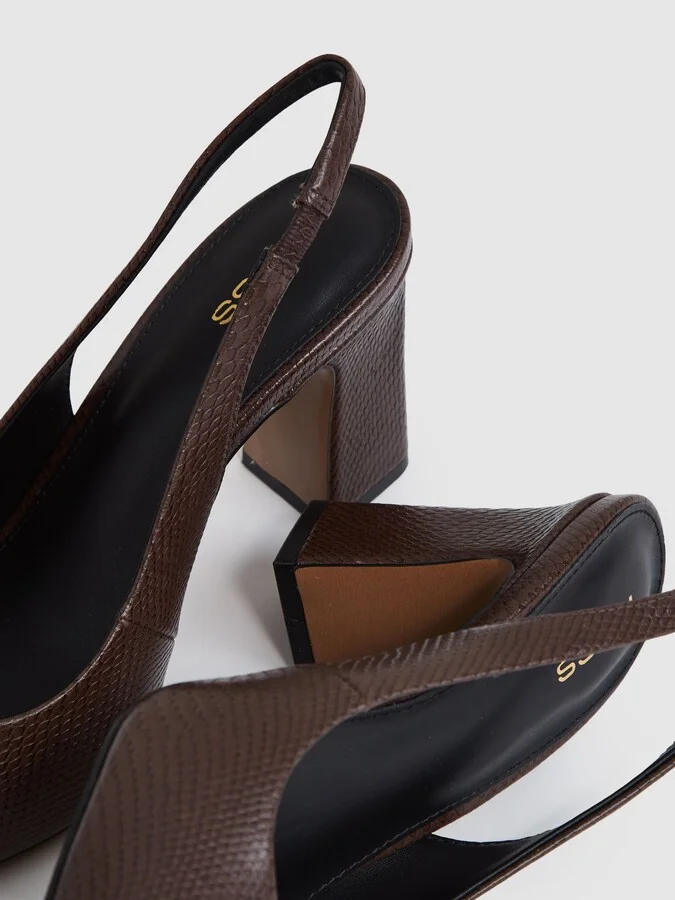 Leather Slingback Court Shoes - Image 5