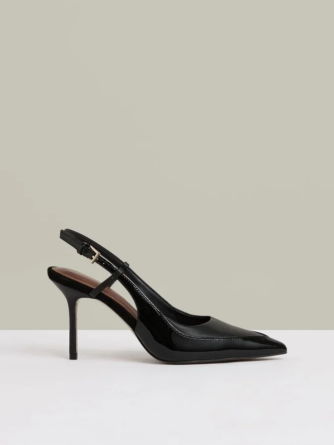Leather Slingback Court Shoes