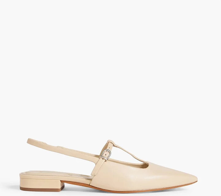 Leather slingback point-toe flats