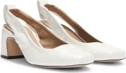 Leather slingback pumps with Double B monogram- White Women's Pumps size 6