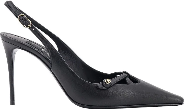 Leather Slingback With Metal Monogram