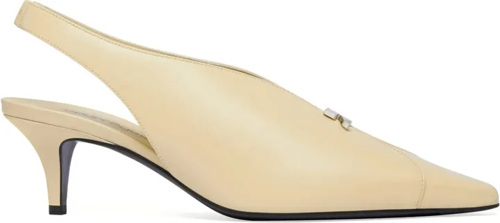 Leather Slingbacks With Logo Plaque