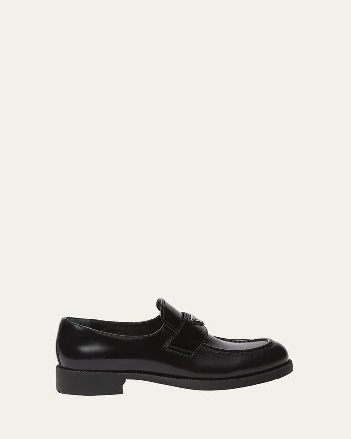 Leather Slip-On Flat Loafers