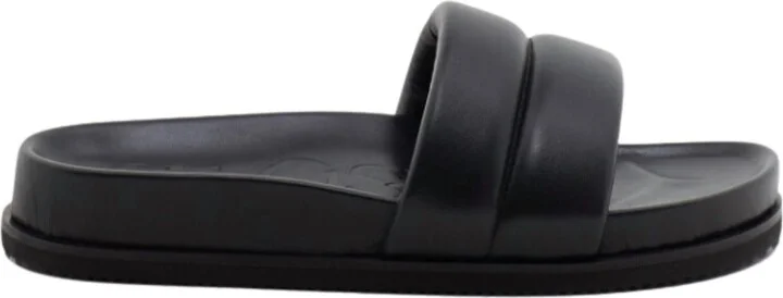 Leather Slip-On Sandals In Black