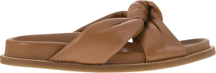 Leather Slipper With Fussbett And Knot