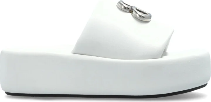 Leather Slippers, , - White