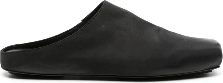 Leather Slippers With Square Toe