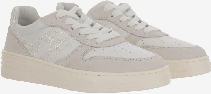 Leather Sneakers With Glitter Logo - Image 3