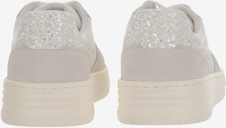 Leather Sneakers With Glitter Logo - Image 4