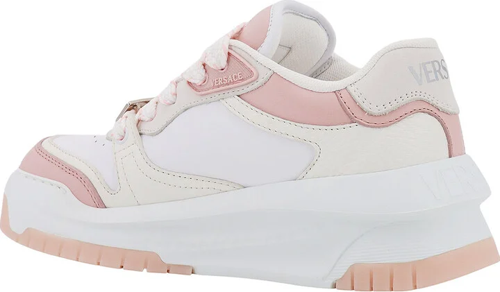 Leather Sneakers With Greca Detail - Image 3