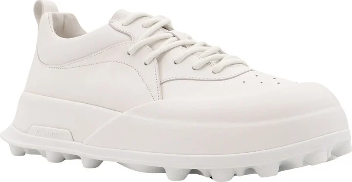 Leather Sneakers With Perforated Toe - Image 2