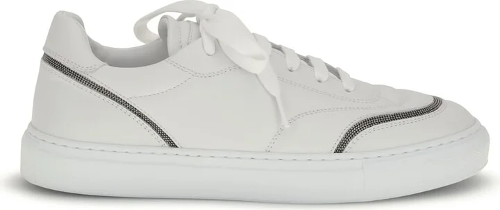 Leather Sneakers With Shiny Details