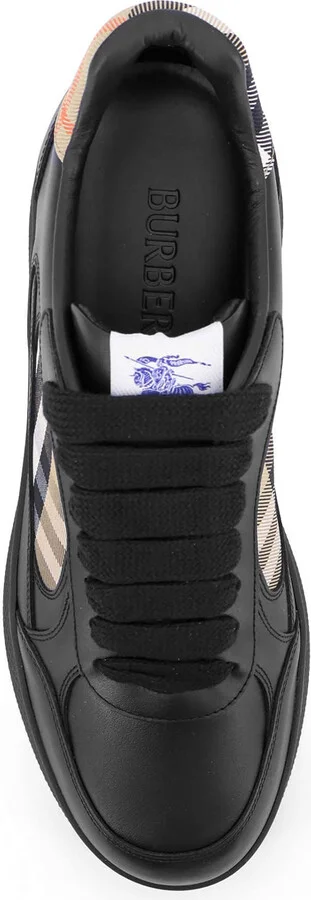 Leather Sneakers With Traditional Check Inserts - Image 5