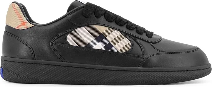 Leather Sneakers With Traditional Check Inserts