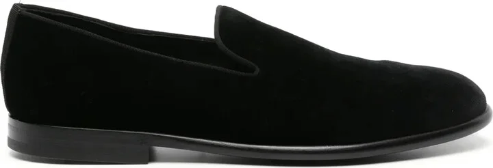 Leather-Sole Velvet Loafers